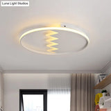 Contemporary Acrylic Round Ceiling Light 22’/26’ Wide Black/White Led Flush Mount Fixture With