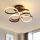 Contemporary Acrylic Twisted Semi Flush Mount Led Ceiling Light In Black/Gold/White - White Black