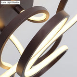 Contemporary Acrylic Twisted Semi Flush Mount Led Ceiling Light In Black/Gold/White - White
