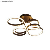 Contemporary Acrylic Twisted Semi Flush Mount Led Ceiling Light In Black/Gold/White - White