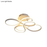 Contemporary Acrylic Twisted Semi Flush Mount Led Ceiling Light In Black/Gold/White - White