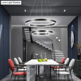Contemporary Aluminum Pendant Chandelier With Led Lights - Geometric Design Black / Small Warm