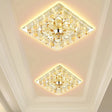 Contemporary Amber Crystal Led Flush Light For Hallway With Warm/White / White