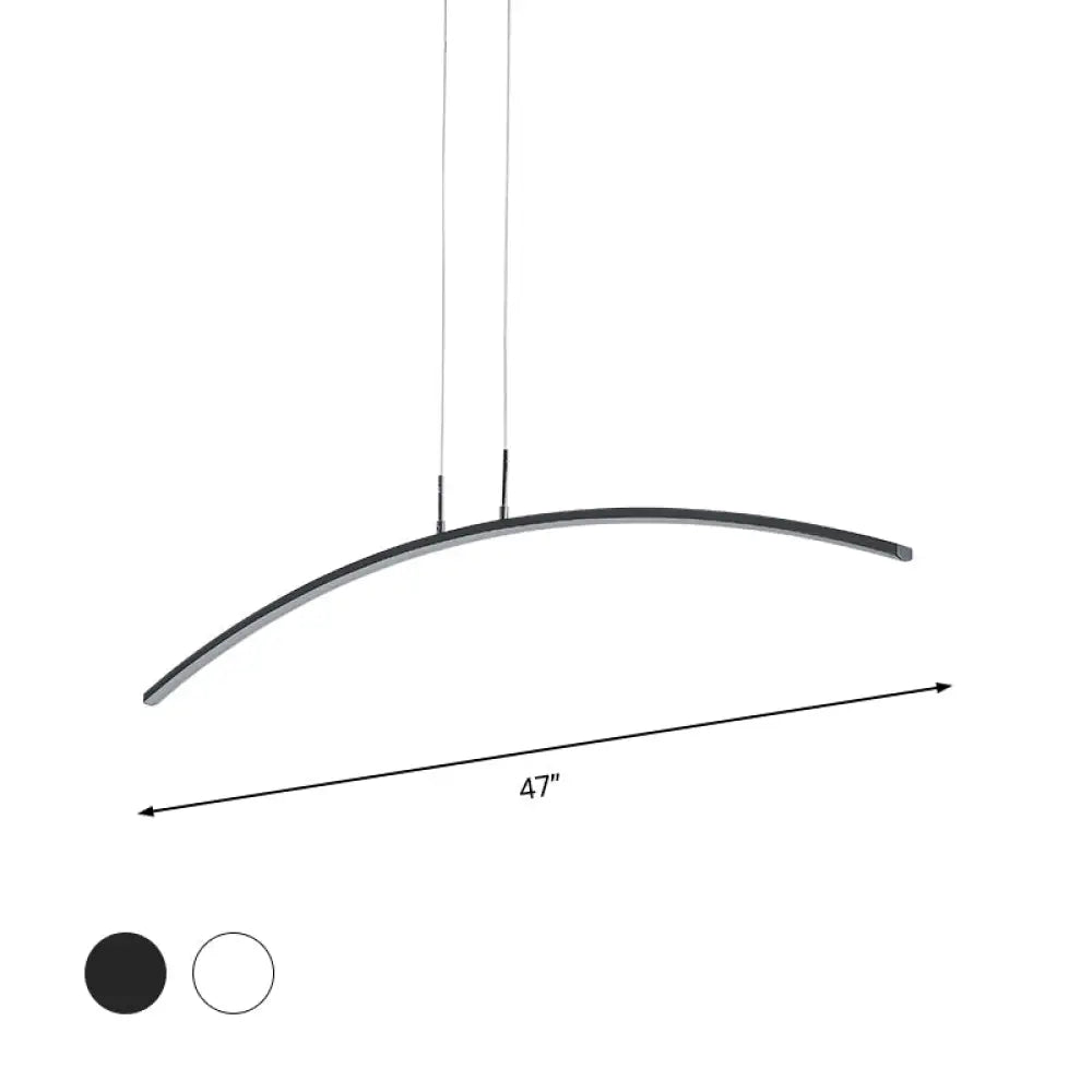 Contemporary Acrylic Led Arch Pendant Light In White - Stepless Dimming With Remote Control