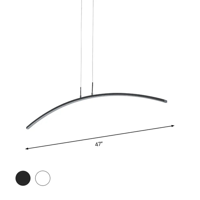 Contemporary Acrylic Led Arch Pendant Light In White - Stepless Dimming With Remote Control