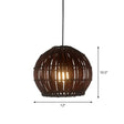Contemporary Bamboo Cage Hanging Lamp With Coffee Finish And Single Bulb Suspension / Globe