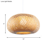 Contemporary Bamboo Donut Pendant: 1-Head Wood Ceiling Light