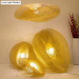 Contemporary Bamboo Pendant Light - Single-Bulb Wood Suspension For Restaurants