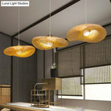 Contemporary Bamboo Pendant Light - Single-Bulb Wood Suspension For Restaurants