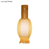 Contemporary Bamboo Wall Sconce Light With Inner White Cylinder Shade