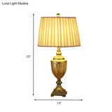 Contemporary Barrel-Shaped Fabric Task Lamp With Gold Finish - Ideal For Studying And Reading