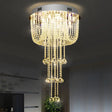 Contemporary Beaded Crystal Led Flush Light Fixture - Nickel Mount Ceiling Lighting For Living Room