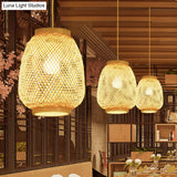 Contemporary Beige Lantern Pendant Light For Restaurants - 1-Light Ceiling Fixture