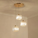 Contemporary Beveled Crystal Pendant Light With Swirl Design 3 / Gold
