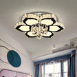 Contemporary Beveled Glass Lotus Led Flush Light In Chrome - Ideal For Bedroom 17’/22’ Wide / 17’