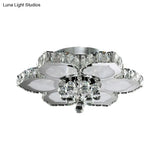 Contemporary Beveled Glass Lotus Led Flush Light In Chrome - Ideal For Bedroom 17’/22’ Wide