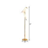 Contemporary Bird Shape Led Floor Lamp - Foldable Plastic Gold Finish In Warm/White Light