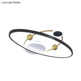 Contemporary Black Acrylic Led Flush Mount Lamp – Planet Living Room Ceiling Fixture With