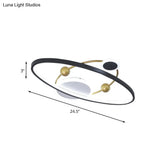 Contemporary Black Acrylic Led Flush Mount Lamp – Planet Living Room Ceiling Fixture With
