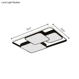 Contemporary Black And White Rectangular/Square Flush Mount Led Ceiling Light For Living Room -