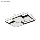 Contemporary Black And White Rectangular/Square Flush Mount Led Ceiling Light For Living Room -