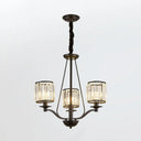 Contemporary Black Bedroom Chandelier Light With Crystal Cylinder Shade 3 /