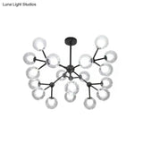Contemporary Black Chandelier Light Fixture With Clear & Frosted Glass