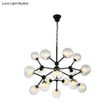 Contemporary Black Chandelier Light Fixture With Clear & Frosted Glass