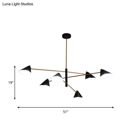 Contemporary Black Cone Shade Chandelier Light - 4/6/8 Lights Modern Hanging Lamp For Sitting Room