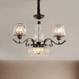 Contemporary Black Conic Crystal Chandelier With 3/6 Down Lighting Heads 3 /