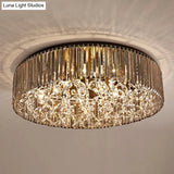 Contemporary Black Crystal 4 - Head Flush Mount Ceiling Light