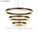 Contemporary Black Crystal Block Led Pendant Ceiling Chandelier - 3 Tiers Warm/White/3 Color Light