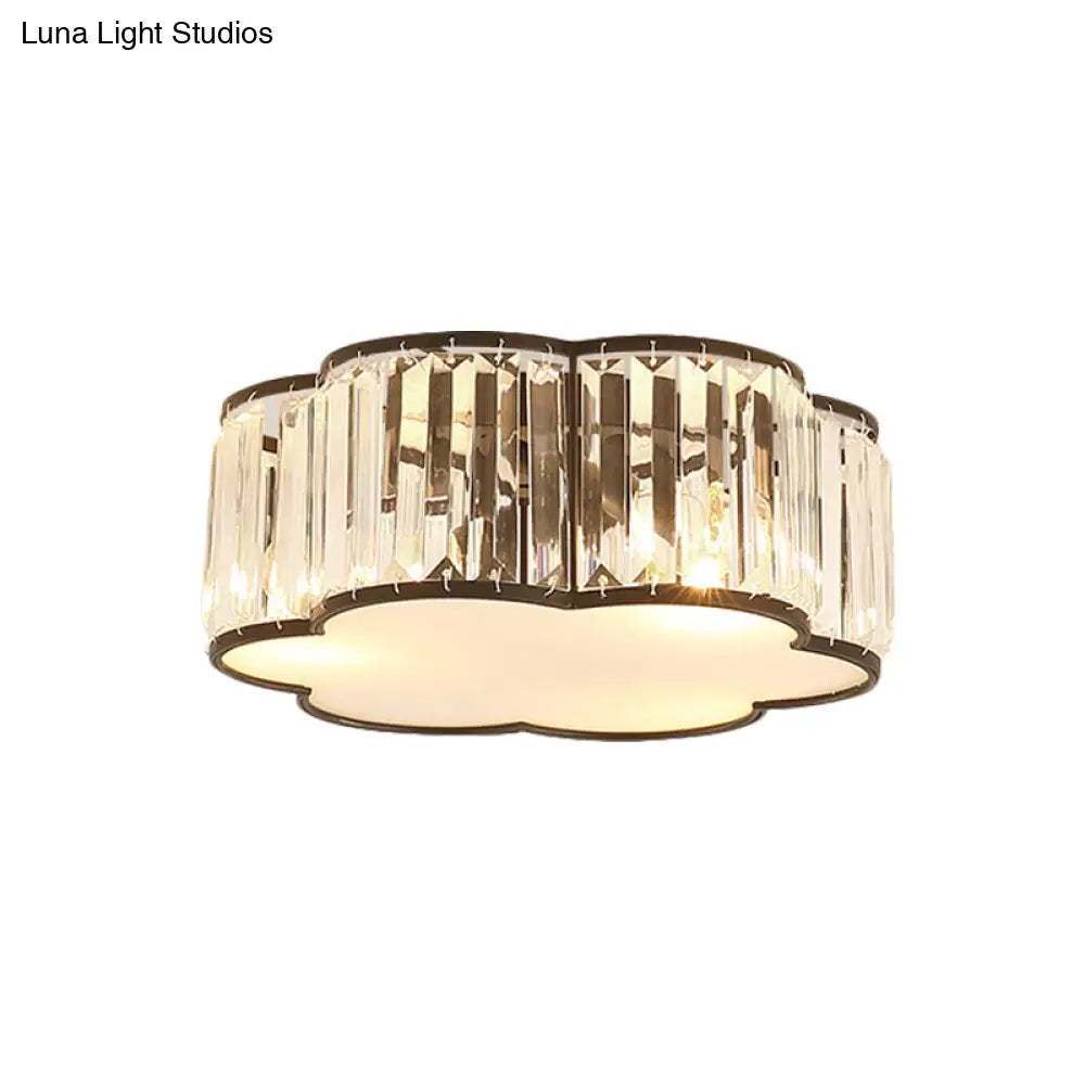 Contemporary Black Crystal Cloud Flush Lamp With 3/4/5 Lights - Bedroom Flushmount Lighting