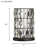 Contemporary Black Cylinder Night Lamp With Clear Crystal 1 Light For Living Room Nightstand