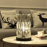 Contemporary Black Cylinder Night Lamp With Clear Crystal 1 Light For Living Room Nightstand