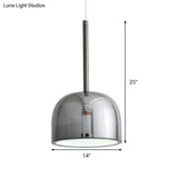 Contemporary Black Dome Pendant Light For Study Room - Metal Hanging Ceiling Fixture