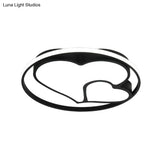 Contemporary Black Flush Mount Led Ceiling Light For Bedroom - Heart Fixture