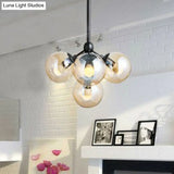 Contemporary Black Glass Chandelier - 5-Light Modern Hanging Pendant For Living Room