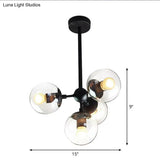 Contemporary Black Glass Chandelier - 5-Light Modern Hanging Pendant For Living Room