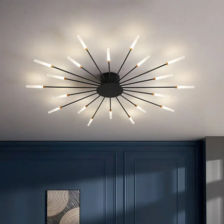 Contemporary Black/Gold Ceiling Light Fixture With Acrylic Led For Bedroom - Semi Flush Mounted