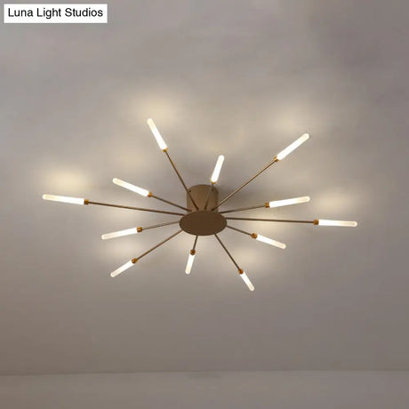 Contemporary Black/Gold Ceiling Light Fixture With Acrylic Led For Bedroom - Semi Flush Mounted