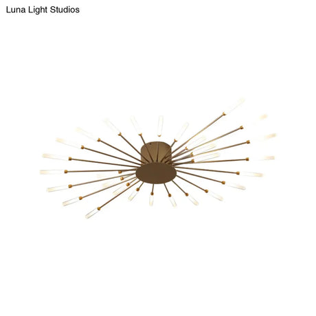 Contemporary Black/Gold Ceiling Light Fixture With Acrylic Led For Bedroom - Semi Flush Mounted