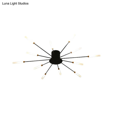 Contemporary Black/Gold Ceiling Light Fixture With Acrylic Led For Bedroom - Semi Flush Mounted