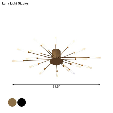 Contemporary Black/Gold Ceiling Light Fixture With Acrylic Led For Bedroom - Semi Flush Mounted