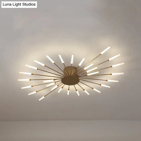 Contemporary Black/Gold Ceiling Light Fixture With Acrylic Led For Bedroom - Semi Flush Mounted