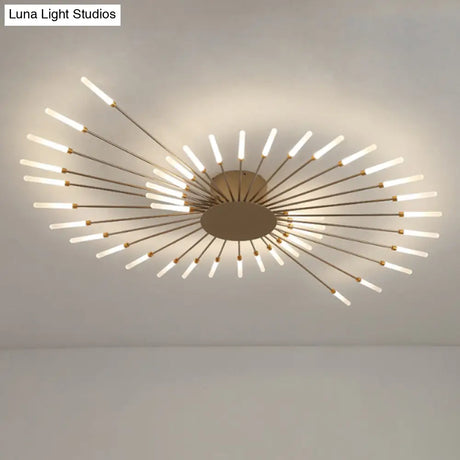Contemporary Black/Gold Ceiling Light Fixture With Acrylic Led For Bedroom - Semi Flush Mounted