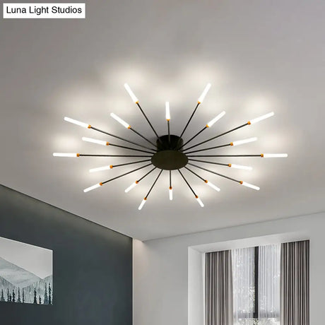 Contemporary Black/Gold Ceiling Light Fixture With Acrylic Led For Bedroom - Semi Flush Mounted