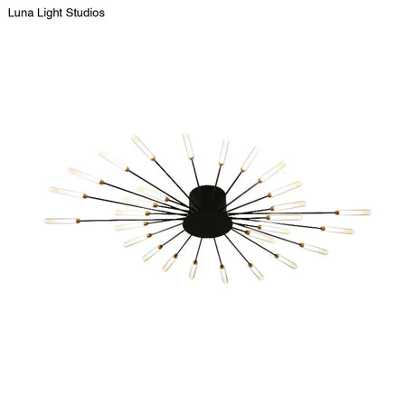 Contemporary Black/Gold Ceiling Light Fixture With Acrylic Led For Bedroom - Semi Flush Mounted
