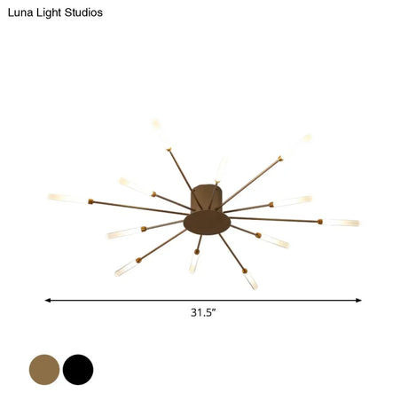 Contemporary Black/Gold Ceiling Light Fixture With Acrylic Led For Bedroom - Semi Flush Mounted
