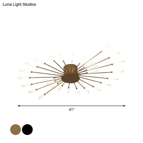 Contemporary Black/Gold Ceiling Light Fixture With Acrylic Led For Bedroom - Semi Flush Mounted